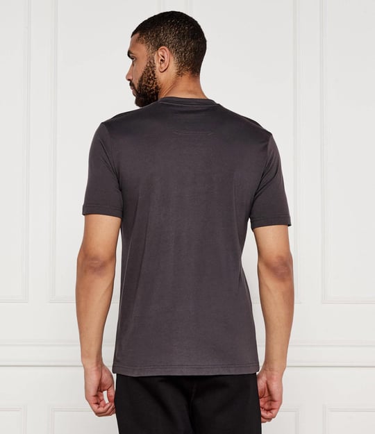 BOSS BOSS Erkek Regular Fit Yuvarlak Yakalı Çizgili ve Logolu Kısa Kollu Gri T-Shirt 50550113-027