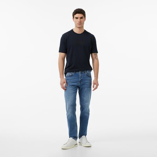 BOSS  BOSS Erkek Regular Fit Yuvarlak Yakalı Pamuklu Kısa Kollu Lacivert T-Shirt 50553652-402