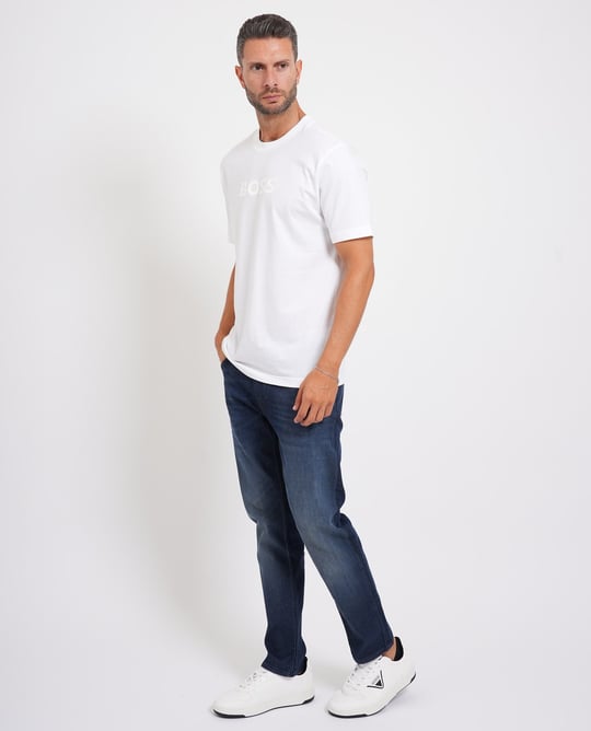 BOSS  BOSS Erkek Regular Fit Yuvarlak Yakalı Pamuklu Kısa Kollu Beyaz1 Polo Yaka T-Shirt 50553652-101
