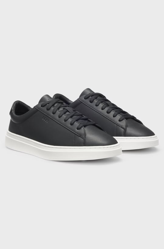 BOSS  BOSS Erkek Şerit Dikiş Detaylı Hakiki Deri Siyah Sneaker 50552853-002