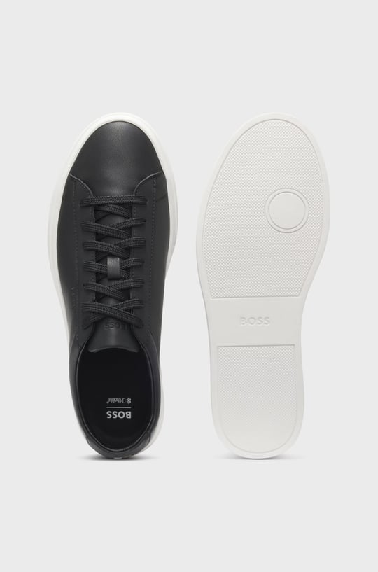 BOSS  BOSS Erkek Şerit Dikiş Detaylı Hakiki Deri Siyah Sneaker 50552853-002