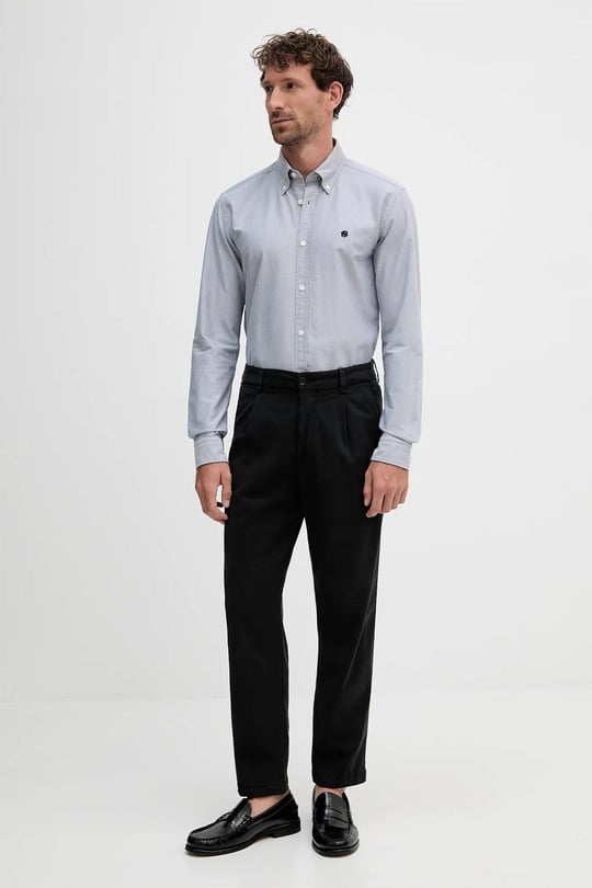 BOSS BOSS Erkek Slim Fit %100 Pamuklu Logo İşlemeli Uzun Kollu Lacivert Gömlek 50544951-404