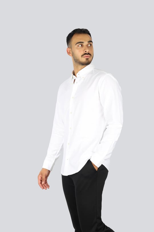 BOSS BOSS Erkek Slim Fit %100 Pamuklu Logo İşlemeli Uzun Kollu Beyaz Gömlek 50544951-100