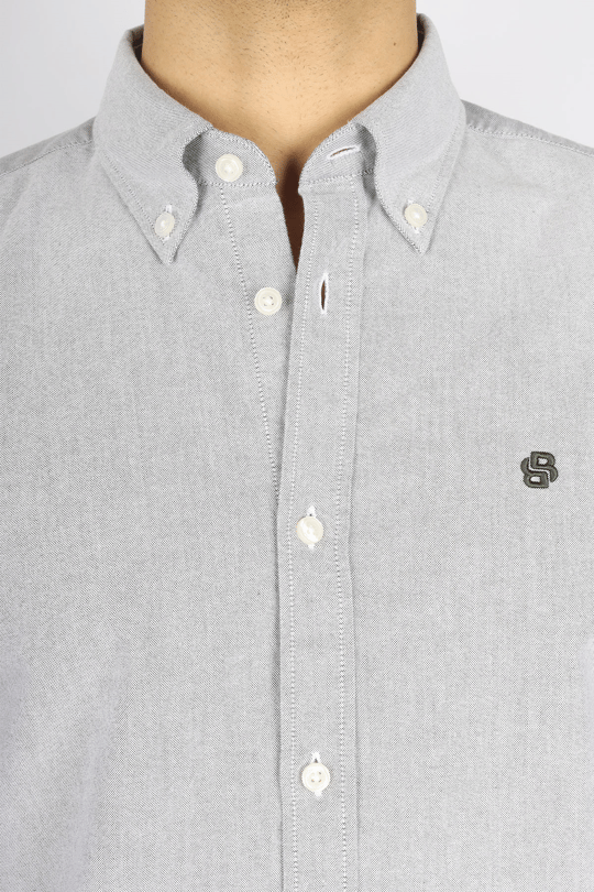 BOSS  BOSS Erkek Slim Fit %100 Pamuklu Logo İşlemeli Uzun Kollu Gri Gömlek 50544951-342