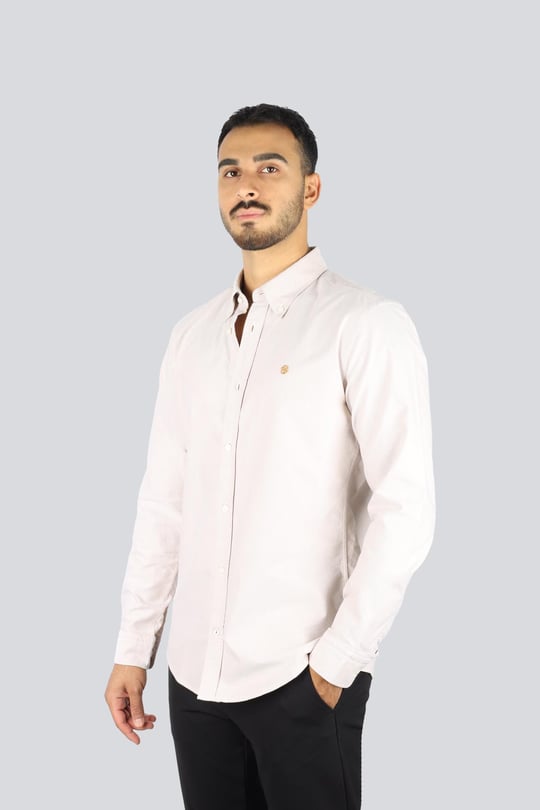 BOSS  BOSS Erkek Slim Fit %100 Pamuklu Logo İşlemeli Uzun Kollu Bej Gömlek 50544951-260