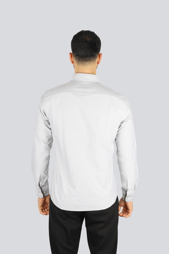 BOSS  BOSS Erkek Slim Fit %100 Pamuklu Logo İşlemeli Uzun Kollu Gri Gömlek 50544951-342