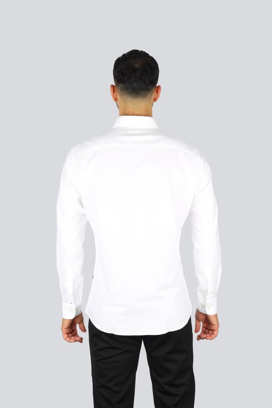 BOSS BOSS Erkek Slim Fit %100 Pamuklu Logo İşlemeli Uzun Kollu Beyaz Gömlek 50544951-100