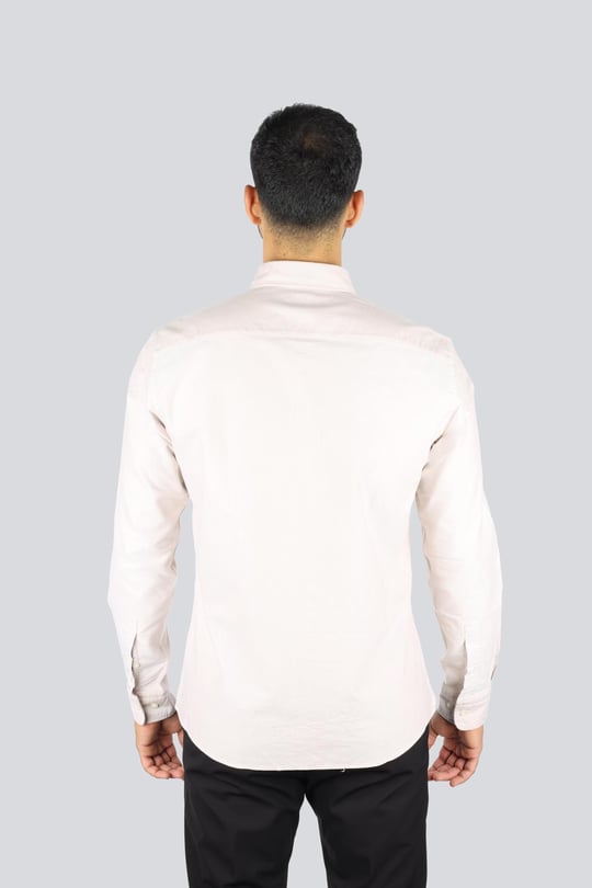 BOSS  BOSS Erkek Slim Fit %100 Pamuklu Logo İşlemeli Uzun Kollu Bej Gömlek 50544951-260