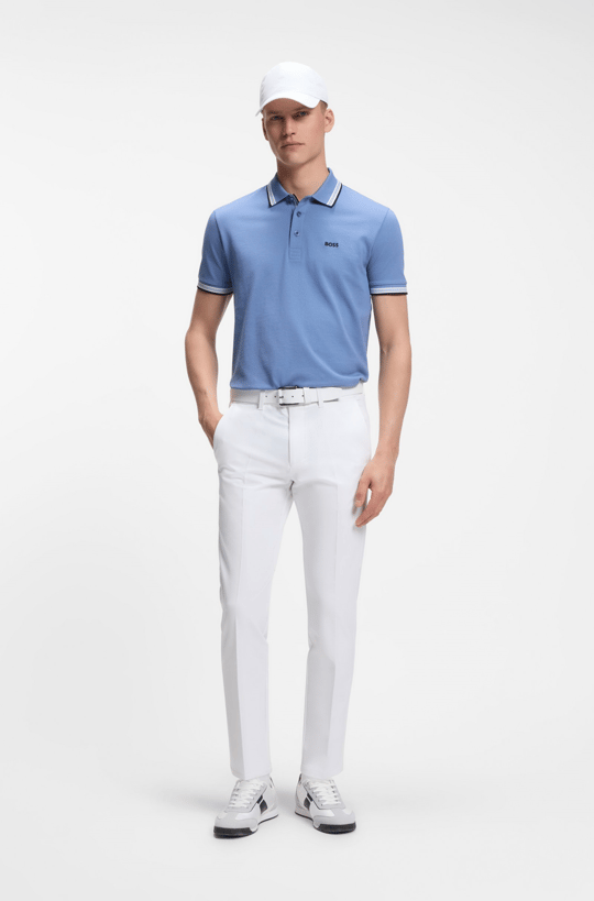 BOSS  BOSS Erkek Slim Fit Çabuk Kuruyan Su Tutmayan Dar Paça Beyaz Pantolon 50534303-100