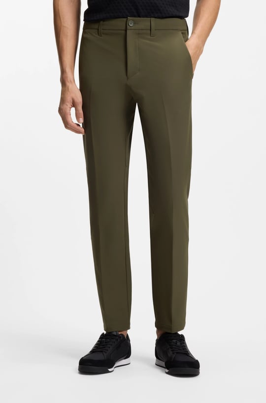 BOSS  BOSS Erkek Slim Fit Çabuk Kuruyan Su Tutmayan Dar Paça Haki Pantolon 50534303-347