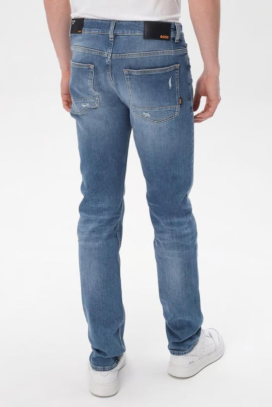 BOSS BOSS Erkek Slim Fit Düz Dar Kesim Mavi Jeans 50490015-440