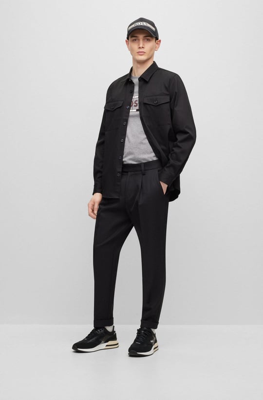 BOSS BOSS Erkek slim fit Kısa Kollu Logolu Bisiklet Yaka Gri1 T-Shirt 50486210-041