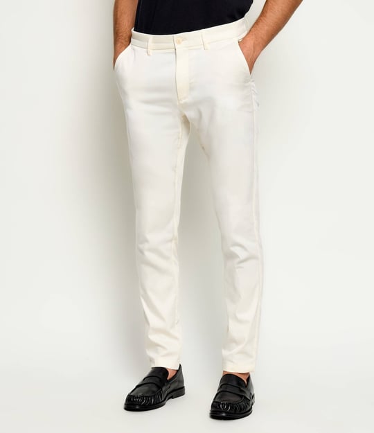 BOSS  BOSS Erkek Slim Fit Normal Bel Daralan Paça Cep Detay Beyaz Pantolon 50553841-118