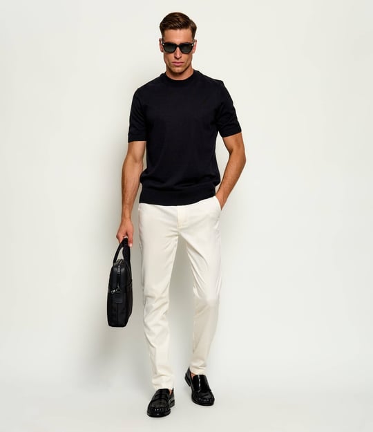 BOSS  BOSS Erkek Slim Fit Normal Bel Daralan Paça Cep Detay Beyaz Pantolon 50553841-118
