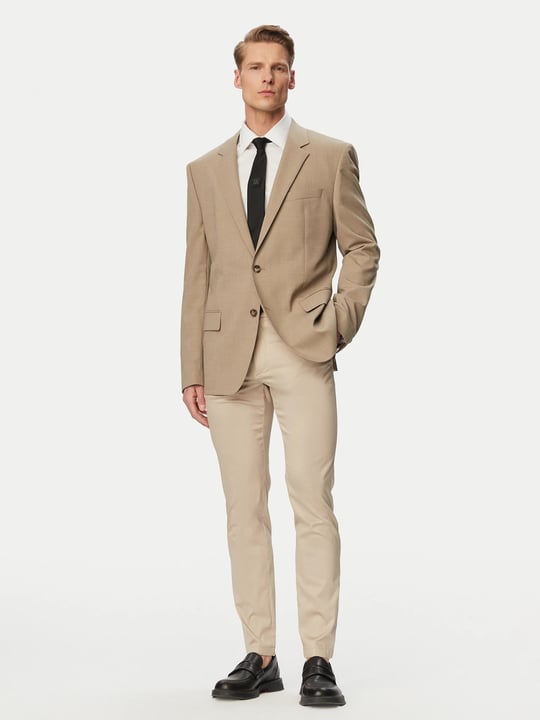 BOSS  BOSS Erkek Slim Fit Normal Bel Daralan Paça Cep Detay Bej Pantolon 50553841-286