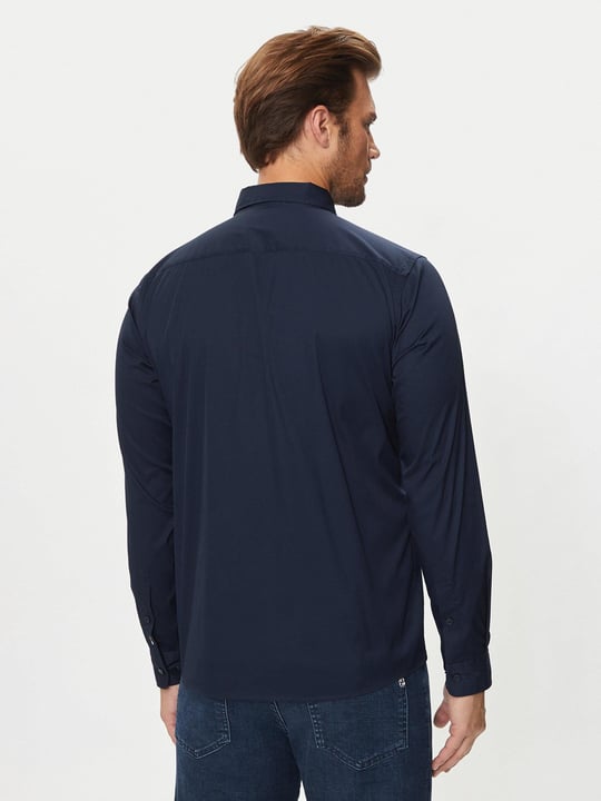 BOSS BOSS Erkek Slim Fit Uzun Kollu Logo Desenli Lacivert Gömlek 50520291-404