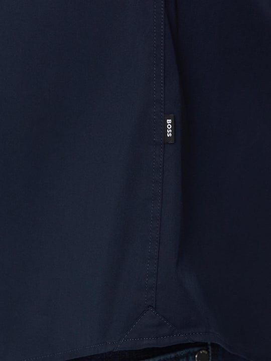 BOSS BOSS Erkek Slim Fit Uzun Kollu Logo Desenli Lacivert Gömlek 50520291-404