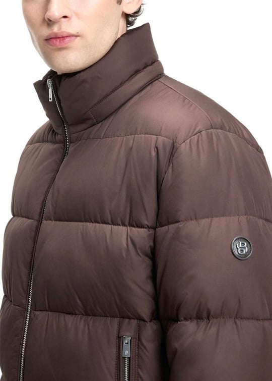 BOSS  BOSS Erkek Su Geçirmez Çıkarılabilir Kapüşonlu Kapitone Desenli Kahverengi Mont 50565108-209