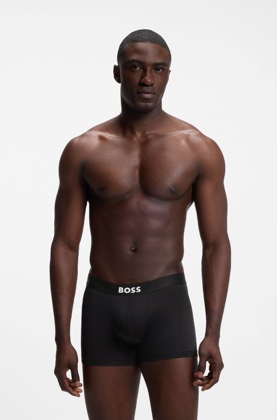 BOSS  BOSS Erkek Üçlü Paket Esnek Mikrofiber Kumaşlı Logo Detaylı Elastik Bel Bantlı Siyah Boxer 50555054-001