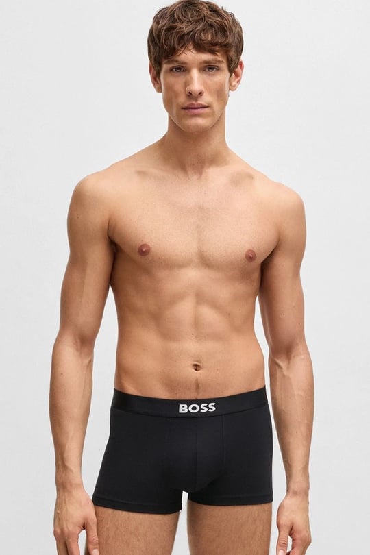 BOSS  BOSS Erkek Üçlü Paket Esnek Mikrofiber Kumaşlı Logo Detaylı Elastik Bel Bantlı Lacivert Boxer 50555054-982