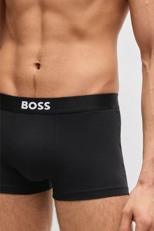 BOSS  BOSS Erkek Üçlü Paket Esnek Mikrofiber Kumaşlı Logo Detaylı Elastik Bel Bantlı Lacivert Boxer 50555054-982