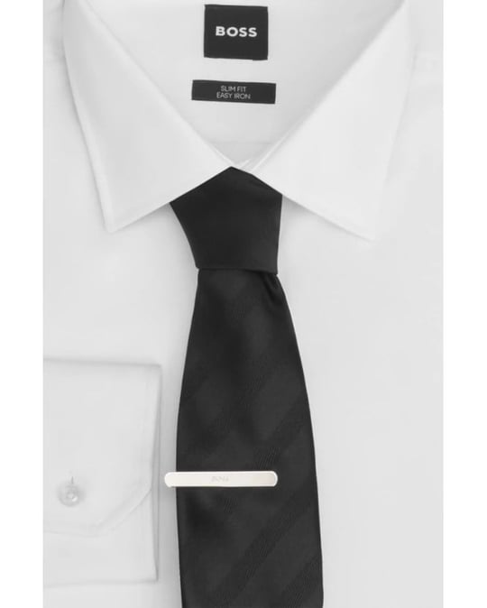 BOSS  BOSS Erkek Üzerine Logo İşlenmiş Parlak Pirinç Gümüş Yaka İğnesi 50552393-040