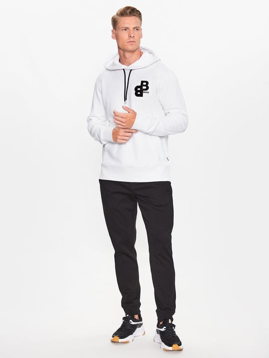 BOSS BOSS Erkek Uzun kollu Günlük Kullanım Normal kesim Beyaz Sweatshirt 50499925-100