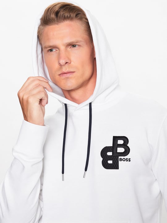 BOSS BOSS Erkek Uzun kollu Günlük Kullanım Normal kesim Beyaz Sweatshirt 50499925-100