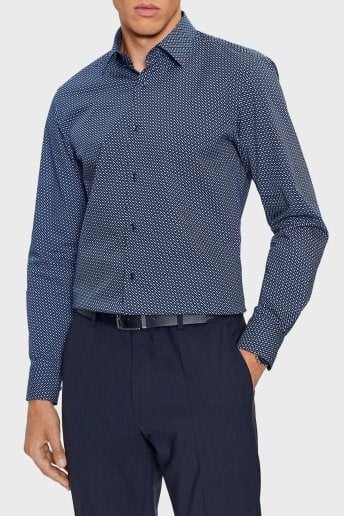 BOSS  BOSS Erkek Uzun Kollu Slim Fit Düğmeli Gömlek Lacivert Gömlek 50478620-410