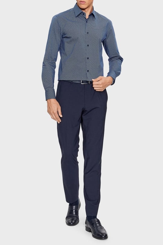 BOSS  BOSS Erkek Uzun Kollu Slim Fit Düğmeli Gömlek Lacivert Gömlek 50478620-410