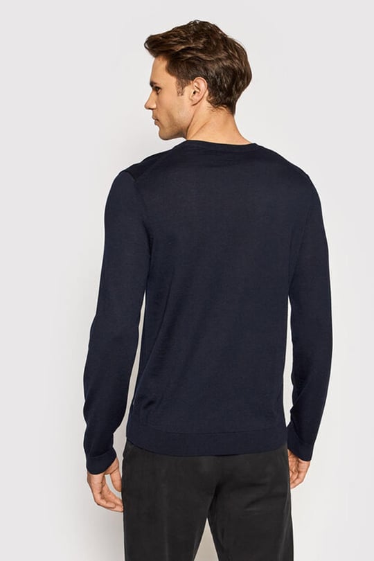 BOSS BOSS Erkek V Yaka Slim Fit Uzun Kollu Lacivert Kazak 50378576-LACİVERT