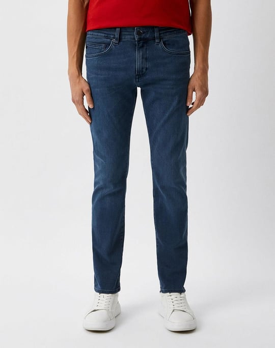 BOSS BOSS Erkek Yüksek Bel Düz Model Denim Rahat Kulanım Mavi Jeans 50496203-419