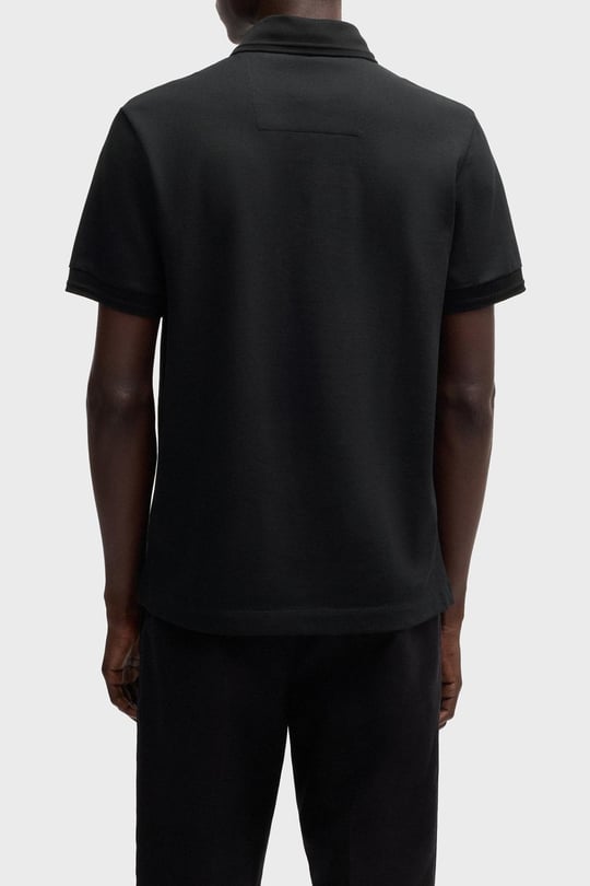 BOSS BOSS Erkek Yumuşak Merserize Pamuklu Normal Kesim Kısa Kollu Siyah Polo Yaka T-Shirt 50533355-001