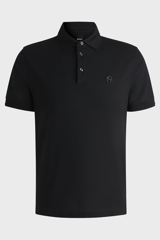 BOSS BOSS Erkek Yumuşak Merserize Pamuklu Normal Kesim Kısa Kollu Siyah Polo Yaka T-Shirt 50533355-001