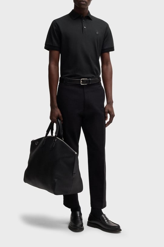 BOSS BOSS Erkek Yumuşak Merserize Pamuklu Normal Kesim Kısa Kollu Siyah Polo Yaka T-Shirt 50533355-001
