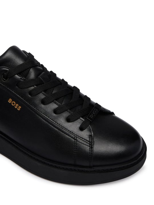 BOSS  BOSS Erkek Yumuşak Süet Deri Bağcıklı Süper Hafif Dış Taban Siyah Sneaker 50568773-005