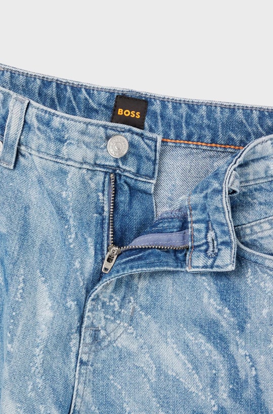 BOSS BOSS Kadın Dokulu Eskitme Desenli Denim Yüksek Bel Slim Fit Mavi Jeans 50529986-416