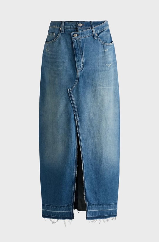 BOSS BOSS Kadın Yüksek Bel Düz Model Denim Rahat Kulanım Lacivert Etek 50518230-424