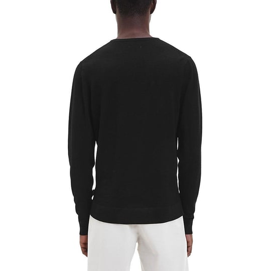 Calvin Klein Calvin Kleın Erkek %100 Yün Marka Logolu Uzun Kollu Bisiklet Yaka Siyah Sweatshirt K10K109474-BEH