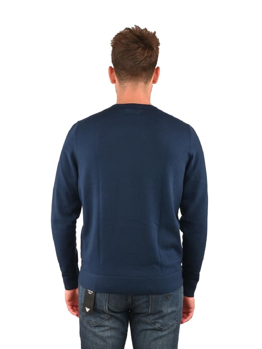 Calvin Klein Calvin Kleın Erkek %100 Yün Marka Logolu Uzun Kollu Bisiklet Yaka Lacivert Sweatshirt K10K109474-DW4