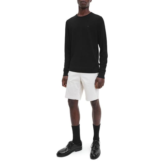 Calvin Klein Calvin Kleın Erkek %100 Yün Marka Logolu Uzun Kollu Bisiklet Yaka Siyah Sweatshirt K10K109474-BEH
