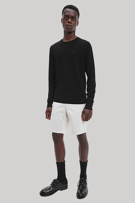 Calvin Klein Calvin Kleın Erkek %100 Yün Marka Logolu Uzun Kollu Bisiklet Yaka Siyah Sweatshirt K10K109474-BEH