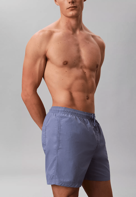 Calvin Klein Calvin Klein Erkek Beli Lastikli ve İp Bağlamalı Logo Detaylı Normal Kesim Lila Deniz Şortu LV00N61029-44J
