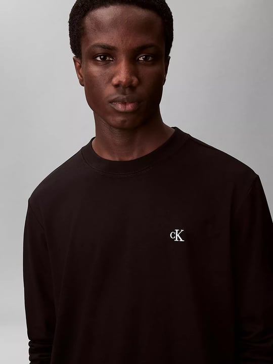 Calvin Klein Calvin Klein Erkek Bisiklet Yaka Uzun Kol Pamuklu Regular Fit Siyah T-Shirt LV04RD247G-UB1