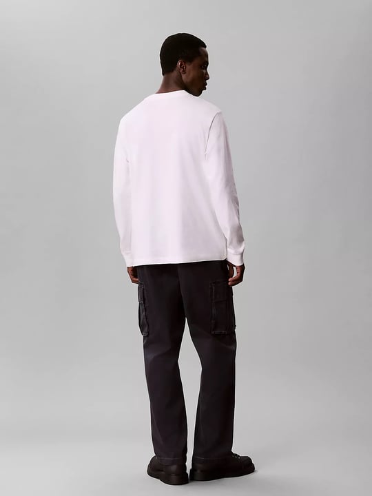 Calvin Klein Calvin Klein Erkek Bisiklet Yaka Uzun Kol Pamuklu Regular Fit Beyaz T-Shirt LV04RD247G-YAF