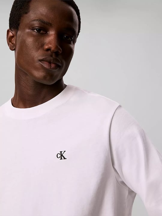 Calvin Klein Calvin Klein Erkek Bisiklet Yaka Uzun Kol Pamuklu Regular Fit Beyaz T-Shirt LV04RD247G-YAF