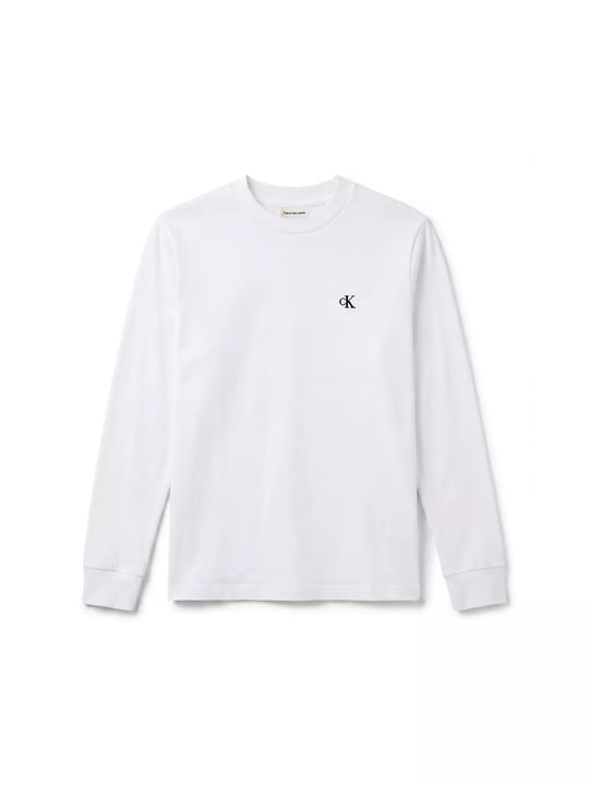 Calvin Klein Calvin Klein Erkek Bisiklet Yaka Uzun Kol Pamuklu Regular Fit Beyaz T-Shirt LV04RD247G-YAF