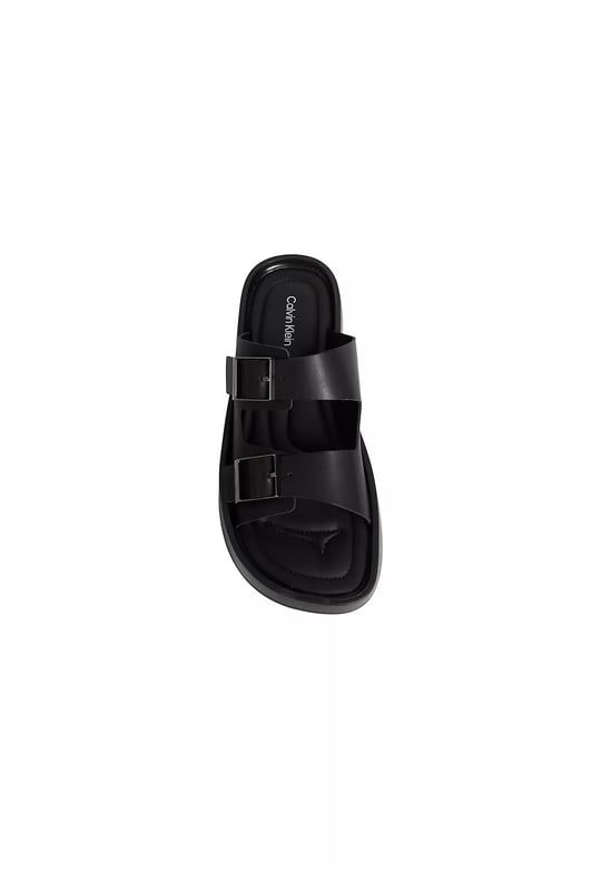Calvin Klein Calvin Klein Erkek Çift Metal Tokalı %100 Deri Rahat Taban Siyah Sandalet HM0HM02097-0GJ