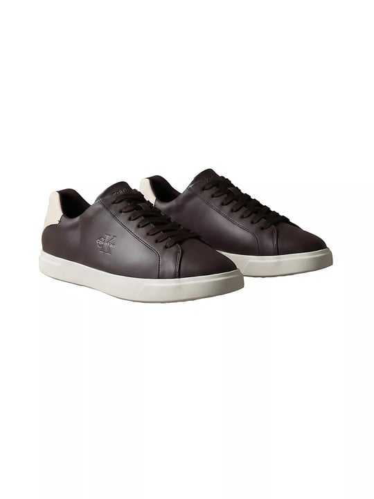 Calvin Klein Calvin Klein Erkek CK Logo Kabartmalı Düşük Bilekli Deri Kahverengi Sneaker HM0HM02123-0KU