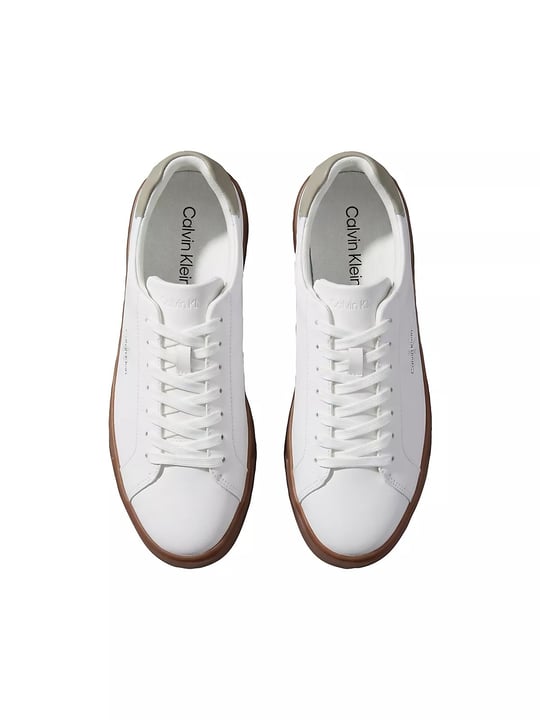 Calvin Klein Calvin Klein Erkek CK Logo Kabartmalı Düşük Bilekli Deri Beyaz Sneaker HM0HM02123-0LH